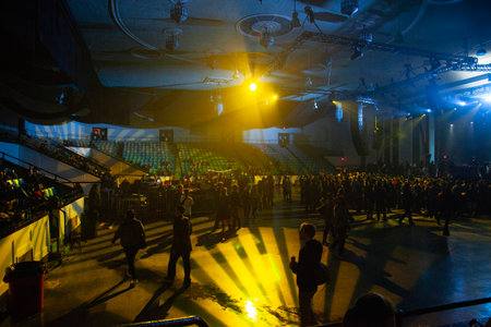 EPICENTER Counter Strike: Global Offensive esports event. Crowds of fan watching the matchの写真素材