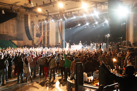 concert of French electro swing band Caravan Palace at venue Melkwegの写真素材