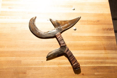 Ancient weapons in the Museum of Anatolian Civilization in Istanbul, Turkeyの写真素材