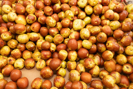 Fruits of jujube or Chinese jujube in a marketの写真素材