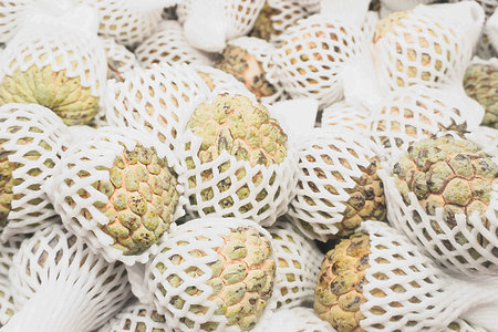 Custard apple or custard apple fruit in market, Thailand.の写真素材