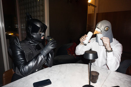 Cosplayer poses in the backstage just before Francesco Scognamiglio show during Milan Women's Fashion Week in Milan.の写真素材