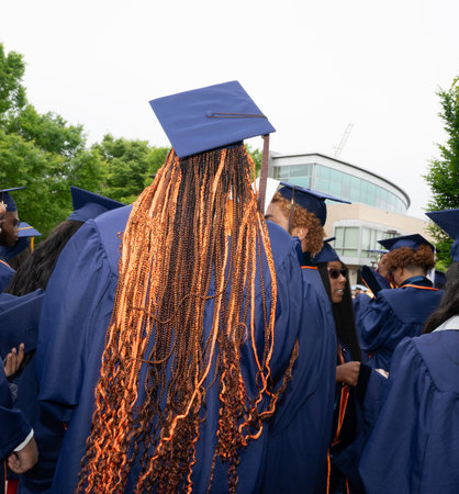 Students take part in the Graduation ceremony in Milan.の写真素材
