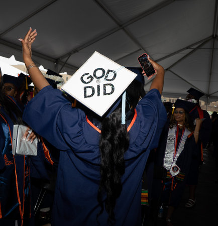 Group of students celebrating the graduation ceremony of a university.の写真素材