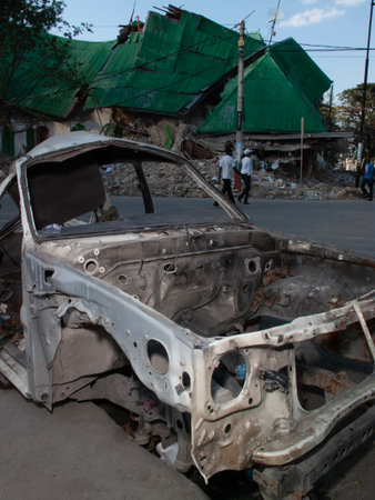Car accident in Kolkata, West Bengal, India.の写真素材
