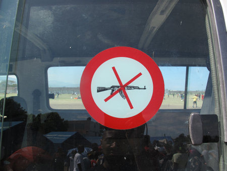 No guns sign on a bus. No gun in the bus.の写真素材
