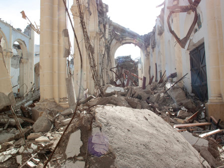 ruins of a very heavily polluted industrial factory, place was known as one of the most polluted towns in Europeの写真素材