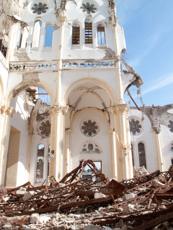 Ruins of the old Orthodox church in Odessa, Ukraine.の写真素材