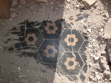 Ceramic tiles on the floor in the village of Puebla, Mexicoの写真素材