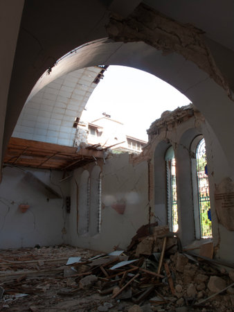 Ruins of a very heavily polluted industrial factory, place was known as one of the most polluted towns in Europeの写真素材