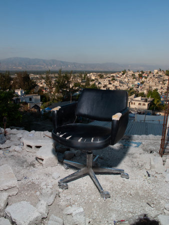 Chair on the background of the city of Udaipur, Indiaの写真素材