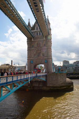 Tower Bridge over River Thames in London, UKの写真素材