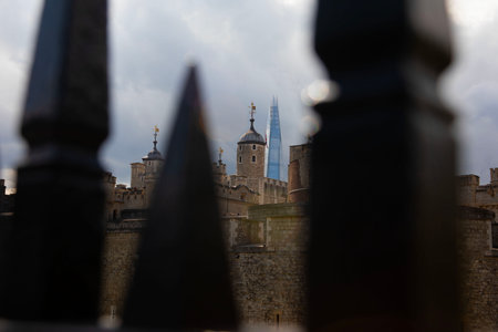 View of the Tower of London from the Bridge of London, UKの写真素材