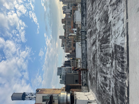 View of the city from the top of a building in Manhattan.の写真素材