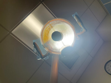 lamp in a hospital, closeup photo with shallow depth of fieldの写真素材