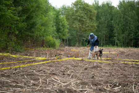 Member of Red Star history club wears historical uniform during historical reenactment of Kiev Liberation in 1943の写真素材