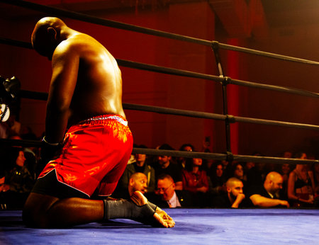 Unidentified Thai Fight : Muay Thai..World's Unrivalled Fight.World's Unrivalled Fight in Satahip, Thailand.の写真素材