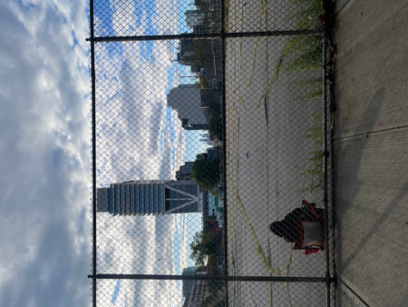 View of the skyscrapers from the roof of the building.の写真素材