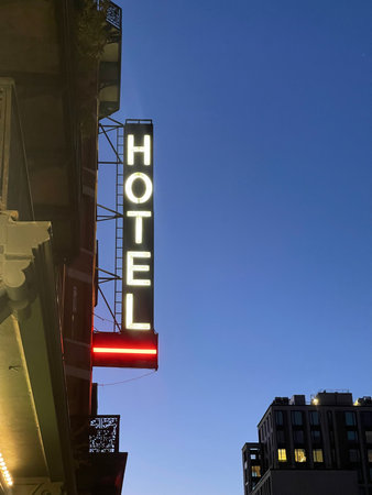Hotel Sign in New York City, New York City, USAの写真素材