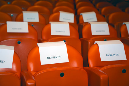 Empty seats in the conference hall or auditorium.の写真素材