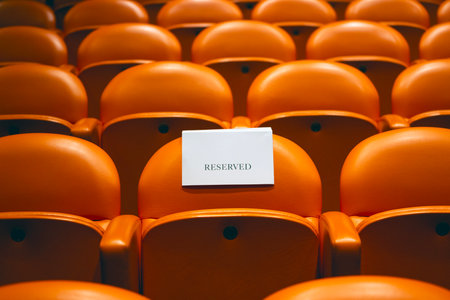 Empty seats in the auditorium of the theater.の写真素材