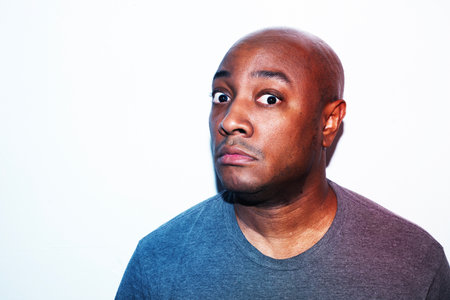 Portrait of a man against white backgroundの写真素材