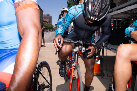 Bike race in Milan. People took part in the bike raceの写真素材