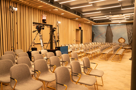 interior of a conference hall for the presentation of business and education