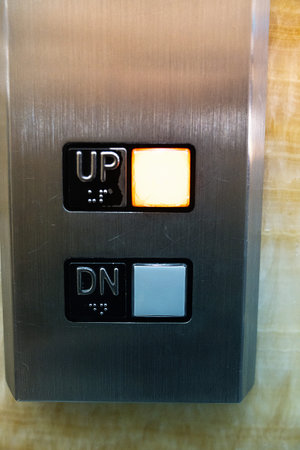 Interior of a modern elevator, detail of a elevator with buttons