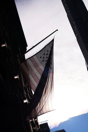 United States of America flag in midtown Manhattan.