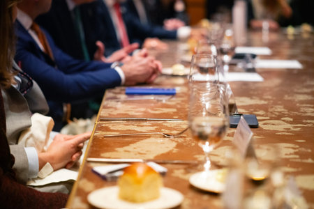 Business people sitting at the table during a business meeting in a conference room