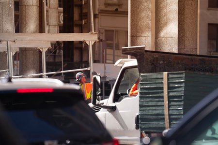 Traffic jam in Madrid, Spainの写真素材