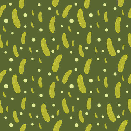 Pickle seamless pattern illustration on green background.のイラスト素材