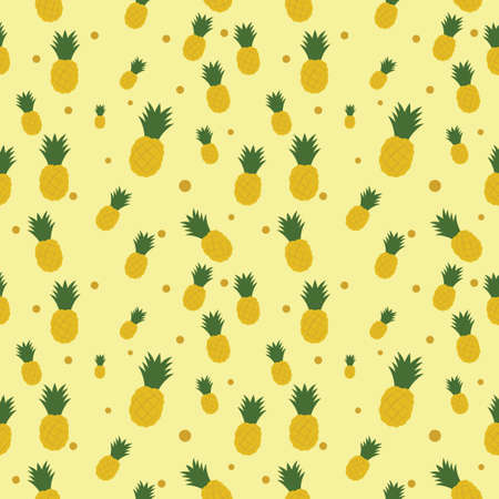 Pineapple seamless pattern illustration on yellow background.のイラスト素材