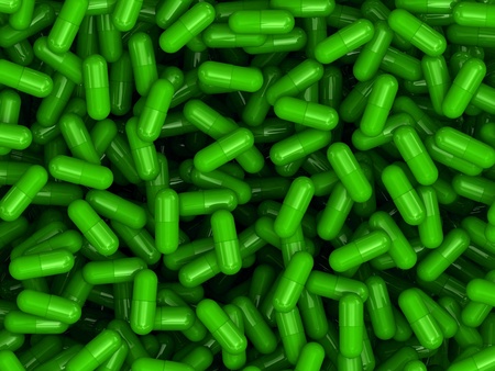Many green Pills capsule  Background or texture 3D Renderの写真素材