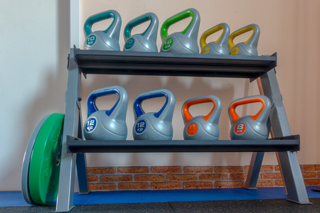 Dumbbells in a gymの写真素材