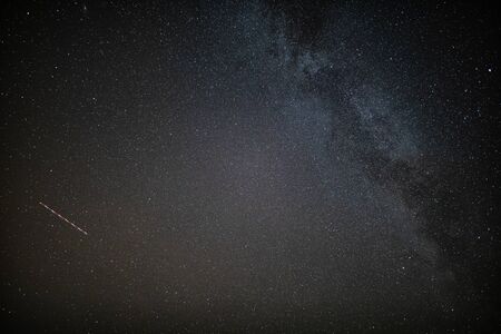 the Milky Way can be seen very well in the starry skyの写真素材