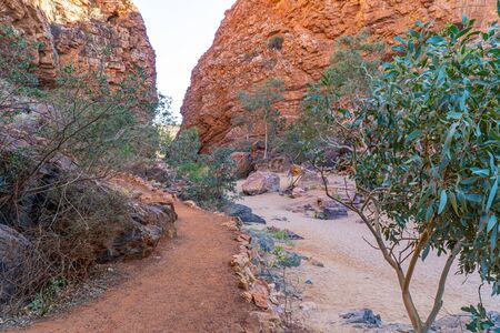 in the Australian outback there is a rugged rock formation called Simpsons Gabの写真素材