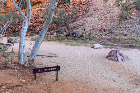 in the Australian outback there is a rugged rock formation called Simpsons Gabの写真素材