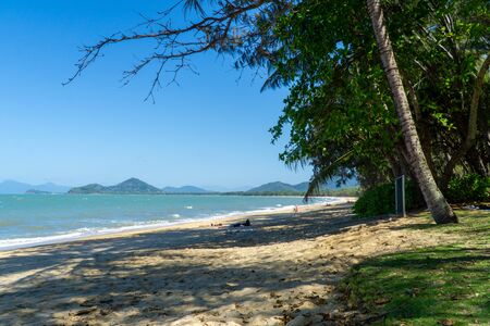 The almost deserted beach of Clifton beach near Cairns in the north of Australiaの写真素材