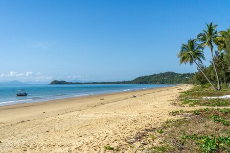the paradisiacal beach of Mission Beach in the north of Australiaの写真素材