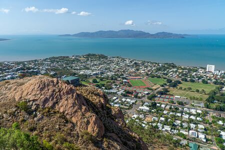 a view from above of the australian coastal town Tully in the north of australiaの写真素材