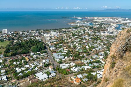 a view from above of the australian coastal town Tully in the north of australiaの写真素材