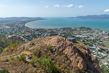 a view from above of the australian coastal town Tully in the north of australiaの写真素材