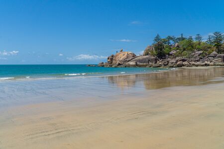 the paradisiacal beach with blue water of Magnetic Island in the northwest of Australiaの写真素材