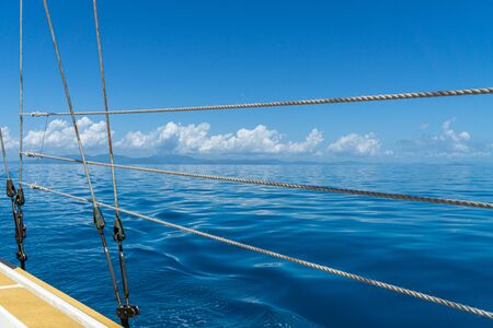 from a sailing ship you can watch the beautiful blue sea in Australiaの写真素材