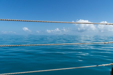 from a sailing ship you can watch the beautiful blue sea in Australiaの写真素材