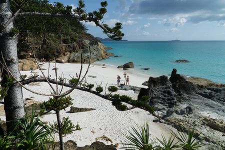 the white beach of the Whitsunday Islands in Australia, which consists of 99 percent quartz sand, and the azure blue seaの写真素材
