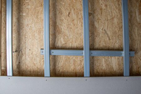 a drywall is erected on a construction siteの写真素材