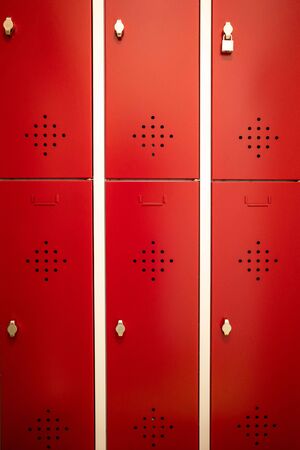 a locker with six red doors in a hospitalの写真素材